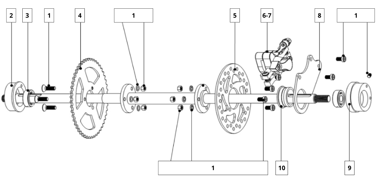 REAR WHEEL AXLE ASSY