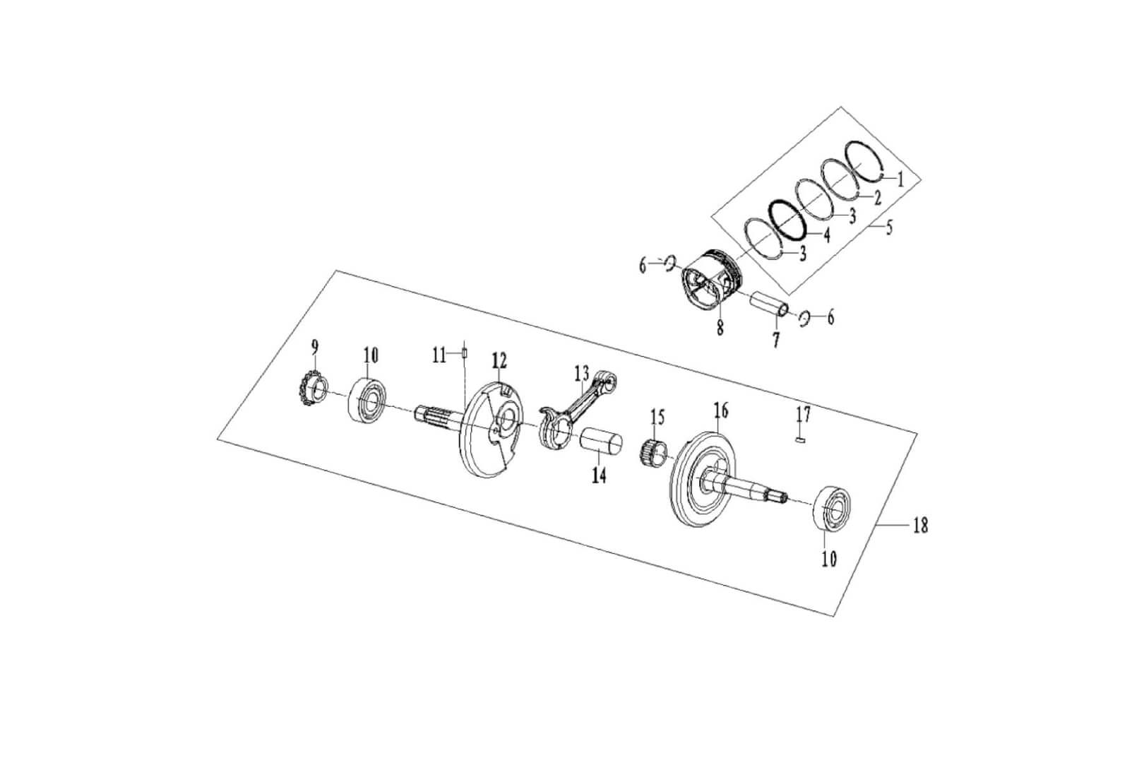 PISTON AND CRANKSHAFT 50A
