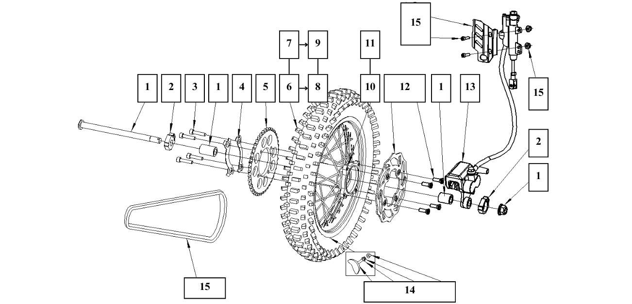 REAR WHEEL + REAR BRAKES